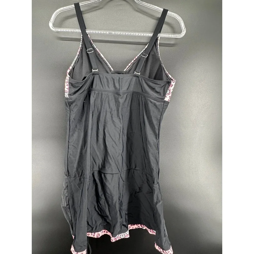 Evaless One Piece Printed Swimsuit‎ Tankini Top with Drawstring Skirt Swimwear